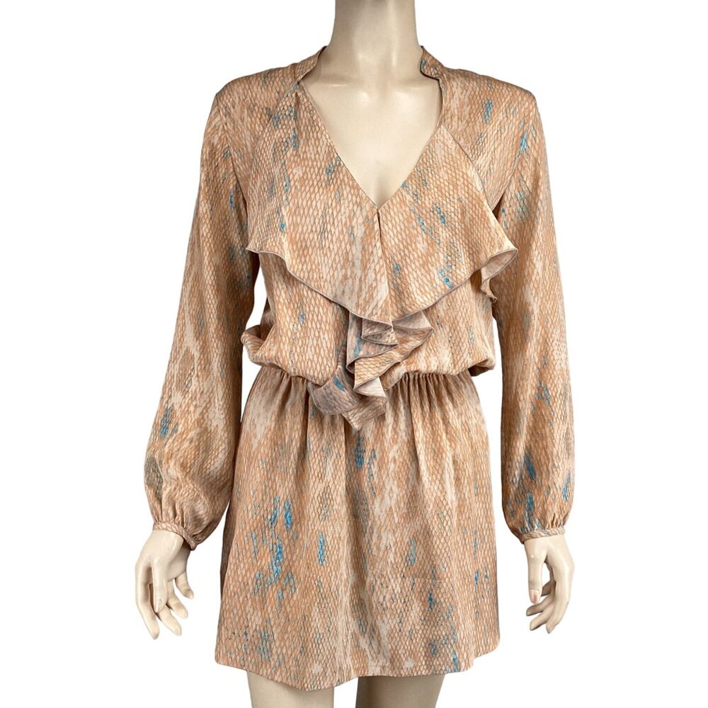 Karina Grimaldi Revolve Silk Dress Size XS Xsmall Ruffle Long Sleeve‎ Wrap